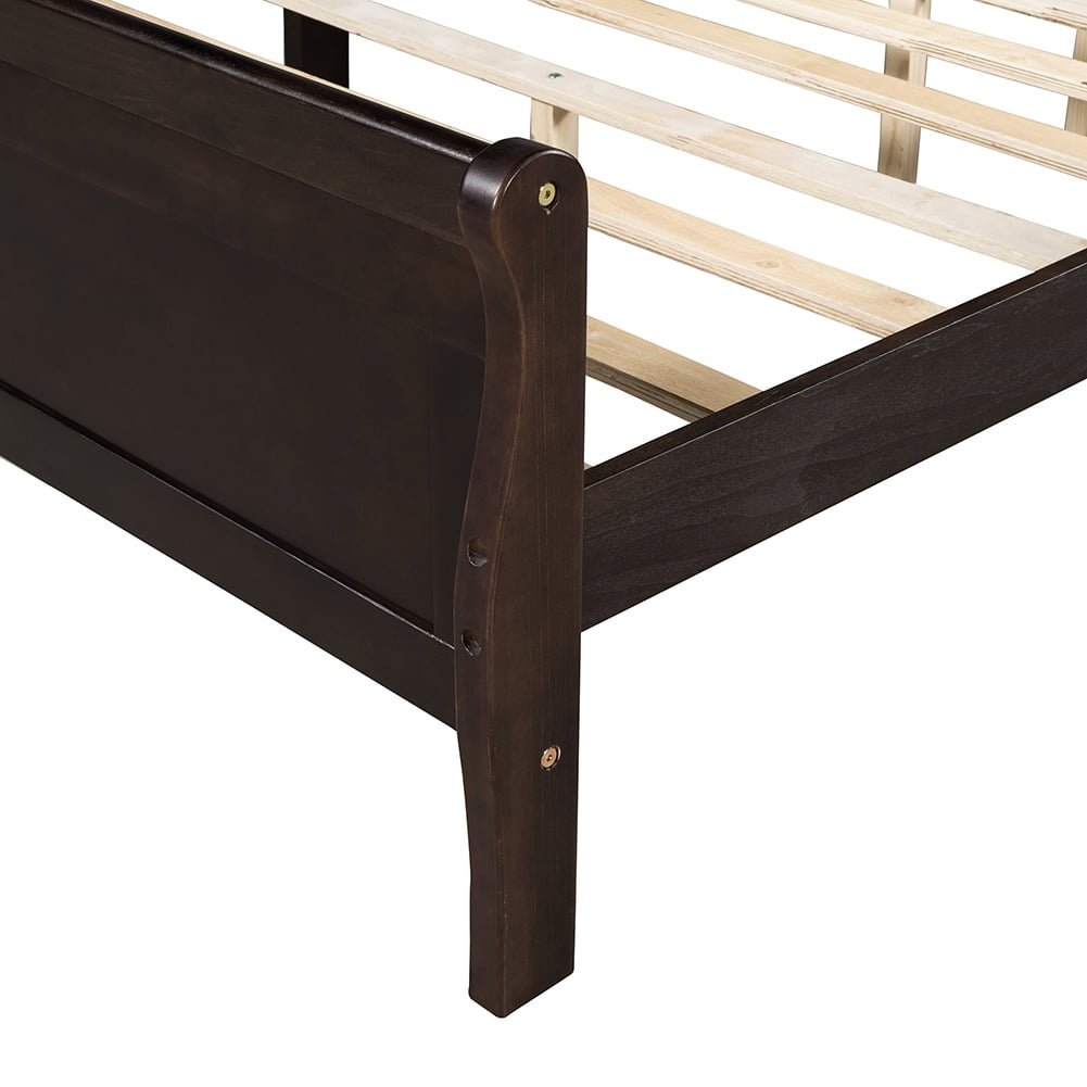 Hommoo Wood Platform Bed, Queen Size Bed Frame with Headboard - Espresso Image 7