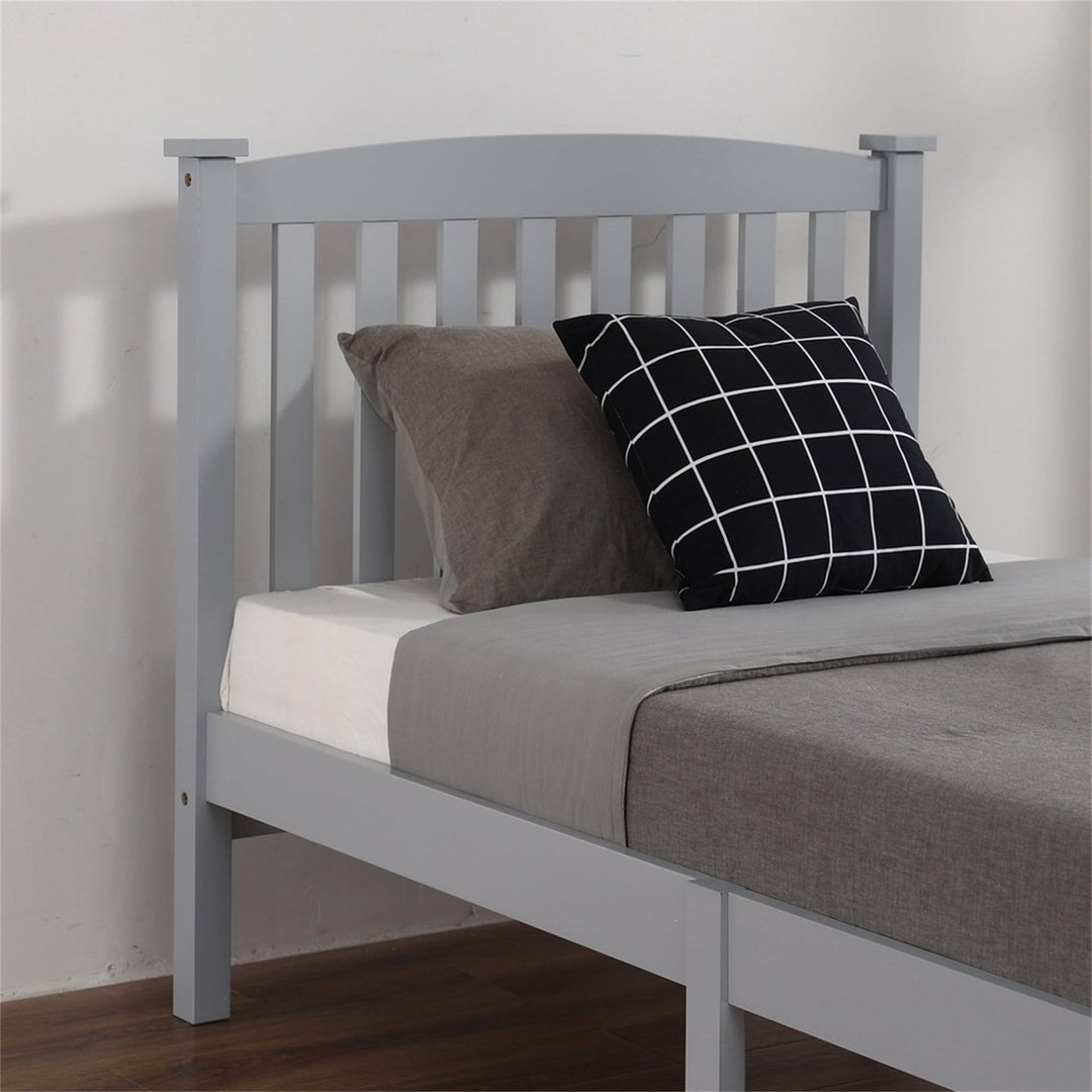 Hommoo Twin Bed Frame with Headboard for Kids Adults, Wood Platform Bed Twin size, White Image 4