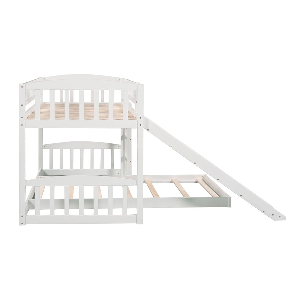 Hommoo Twin Over Twin Bunk Bed with Slide and Ladder for Kids, Teens - White Image 6