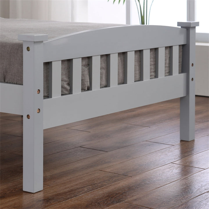 Hommoo Twin Bed Frame with Headboard for Kids Adults, Wood Platform Bed Twin size, White Image 7