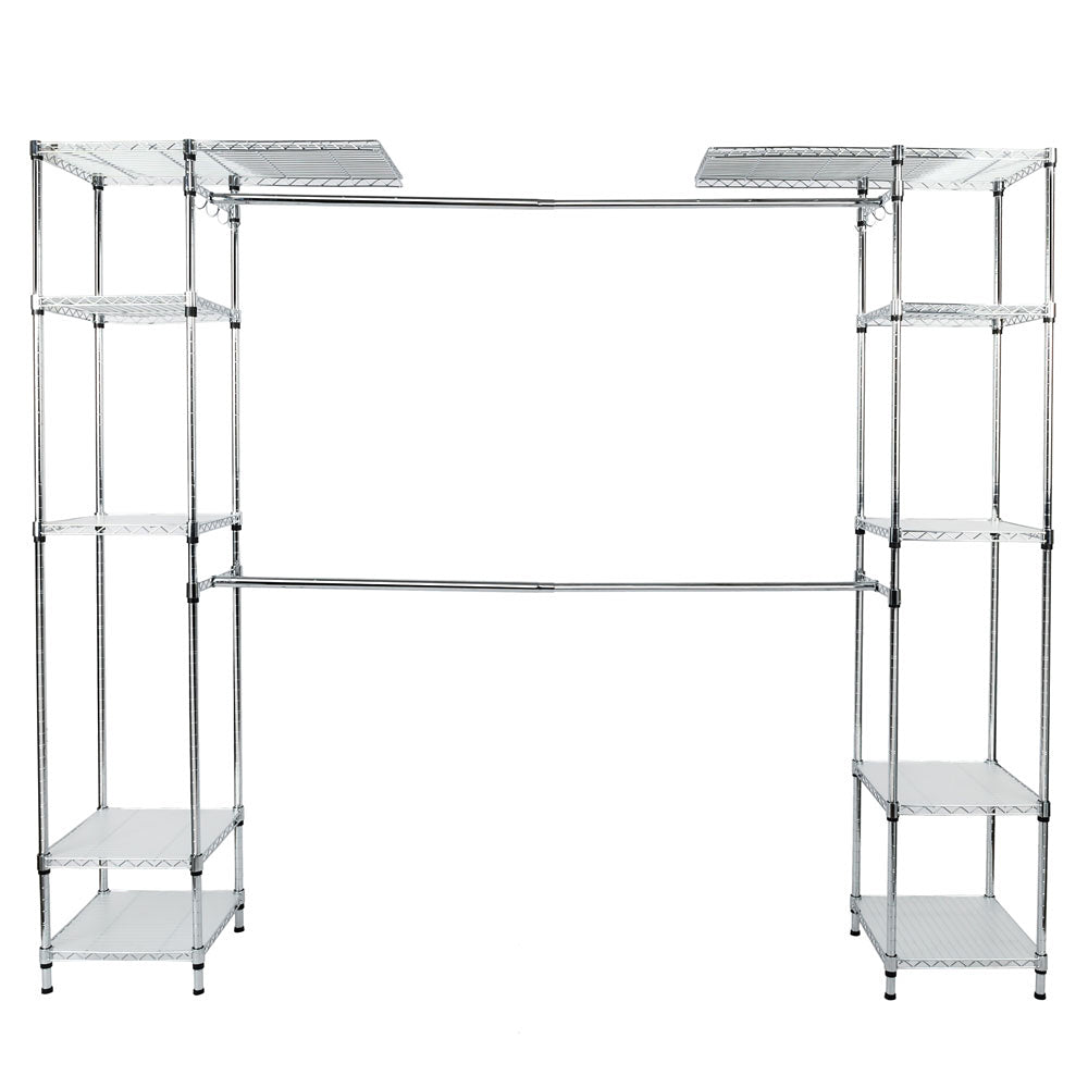 Hommoo Closet Organizer System for Home, Heavy Duty Closet System Hanging-rods Cloth Storage Rack - Silver Image 4