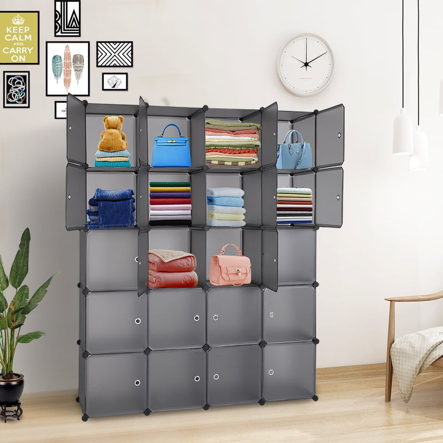 Hommoo 20-Cube Modular Wardrobe Storage Organizer Unit - 13.8" 13.8" - White Image 1