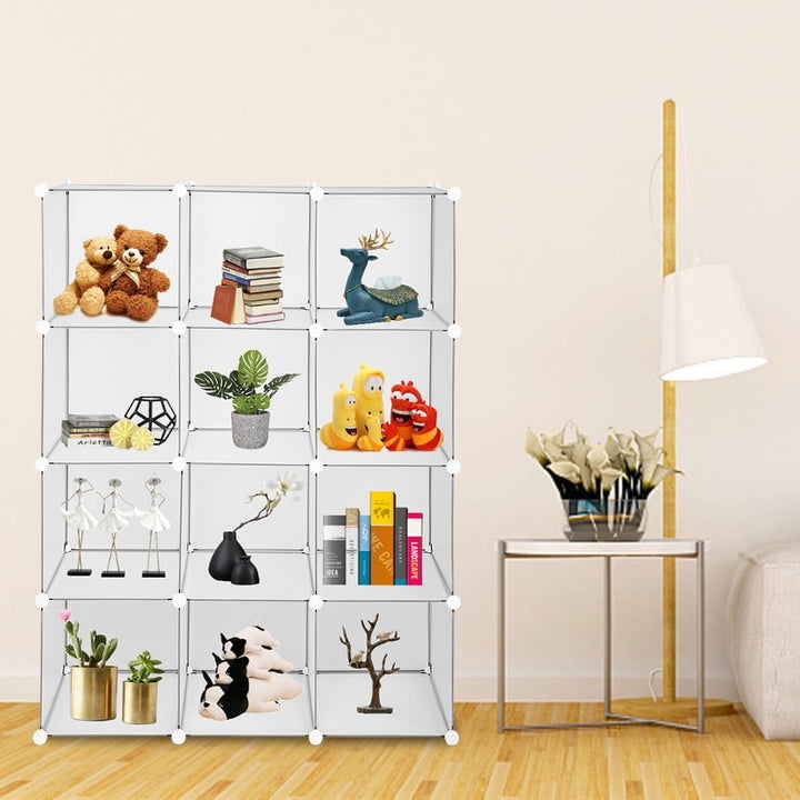 Hommoo 12 Cube DIY Closet System with Doors, White Image 1