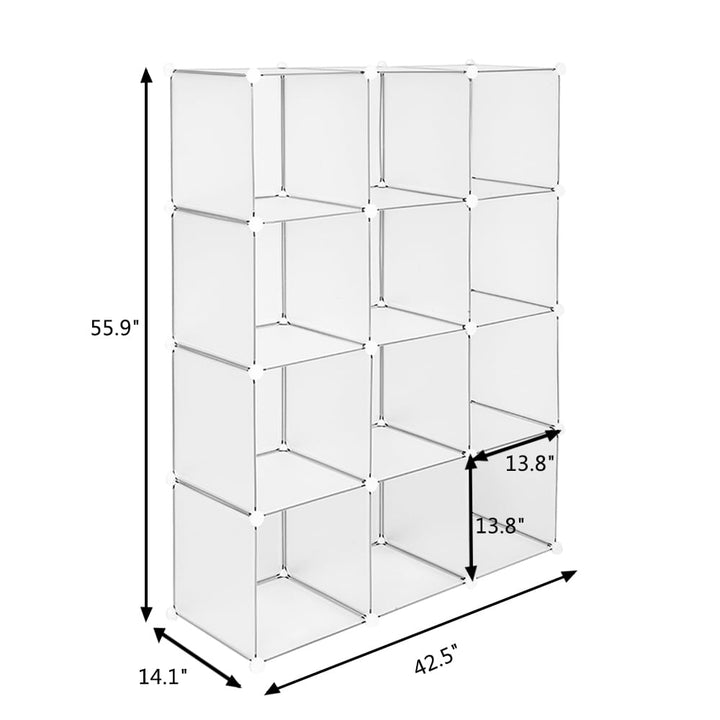 Hommoo 12 Cube DIY Closet System with Doors, White Image 4