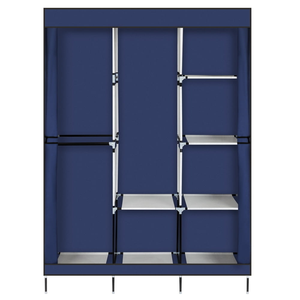 Hommoo 71" Portable Closet Wardrobe, Clothes Rack Storage Organizer with Shelves - Blue Image 4