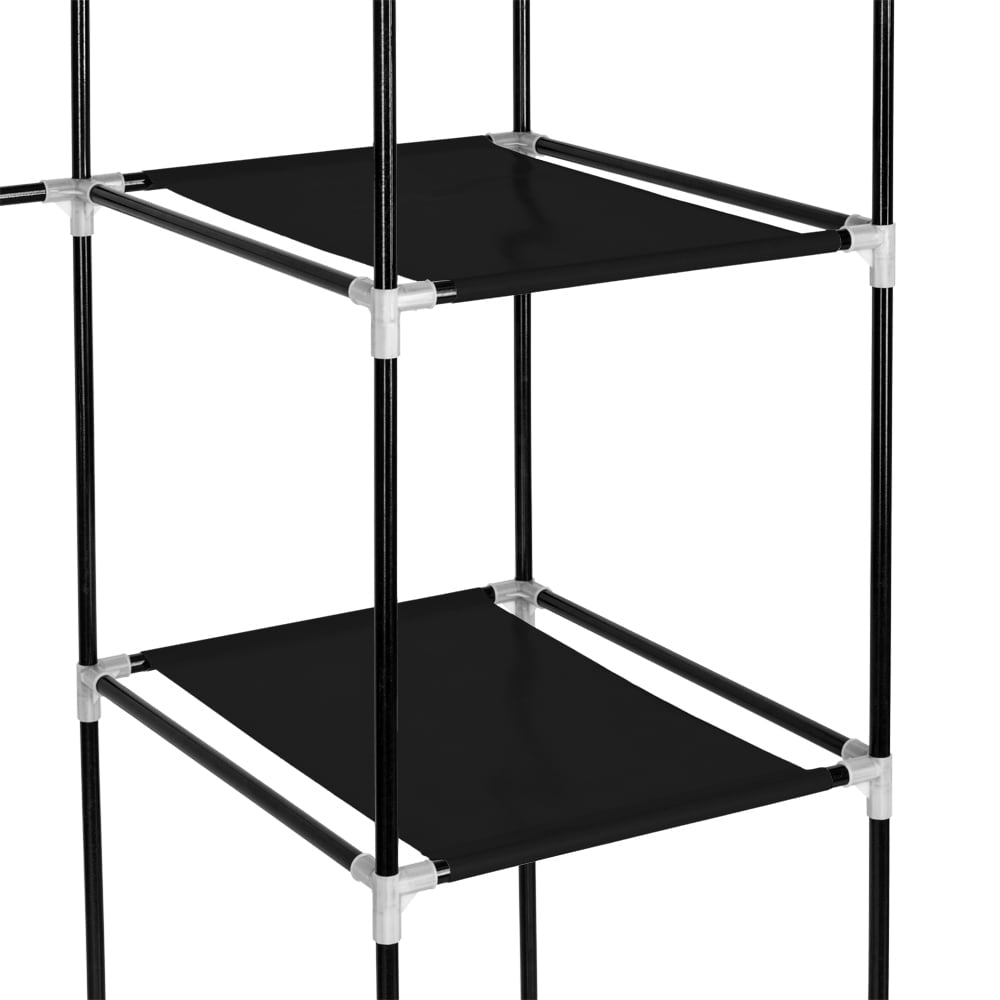 Hommoo 67" Portable Closet Wardrobe, Storage Organizer with 10 Shelves - Easy to Assemble - Black Image 2