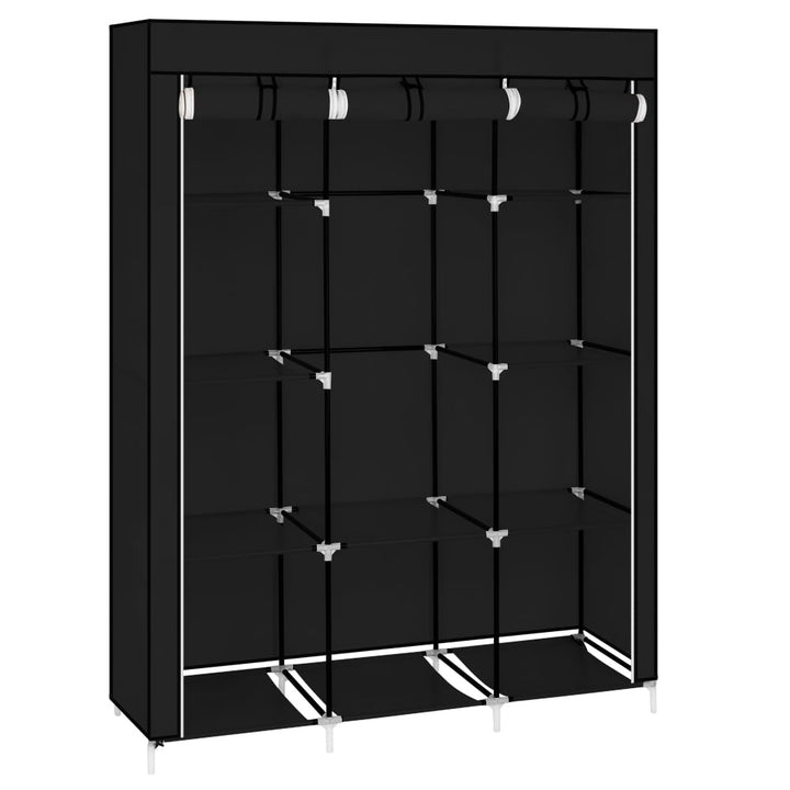 Hommoo 67" Portable Closet Wardrobe, Storage Organizer with 10 Shelves - Easy to Assemble - Black Image 3