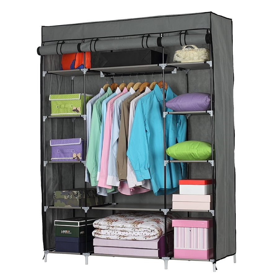 Hommoo 5-Layer 12-Cube Portable Closet Wardrobe, Non-woven Fabric Storage Cabinet Organizer Shelves - Gray Image 1