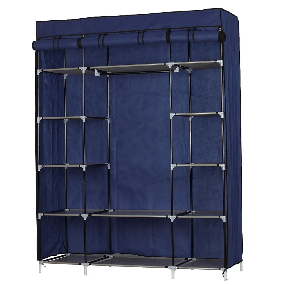 Hommoo 5-Layer 12-Cube Portable Closet Wardrobe, Non-woven Fabric Storage Cabinet Organizer Shelves - Navy Image 1