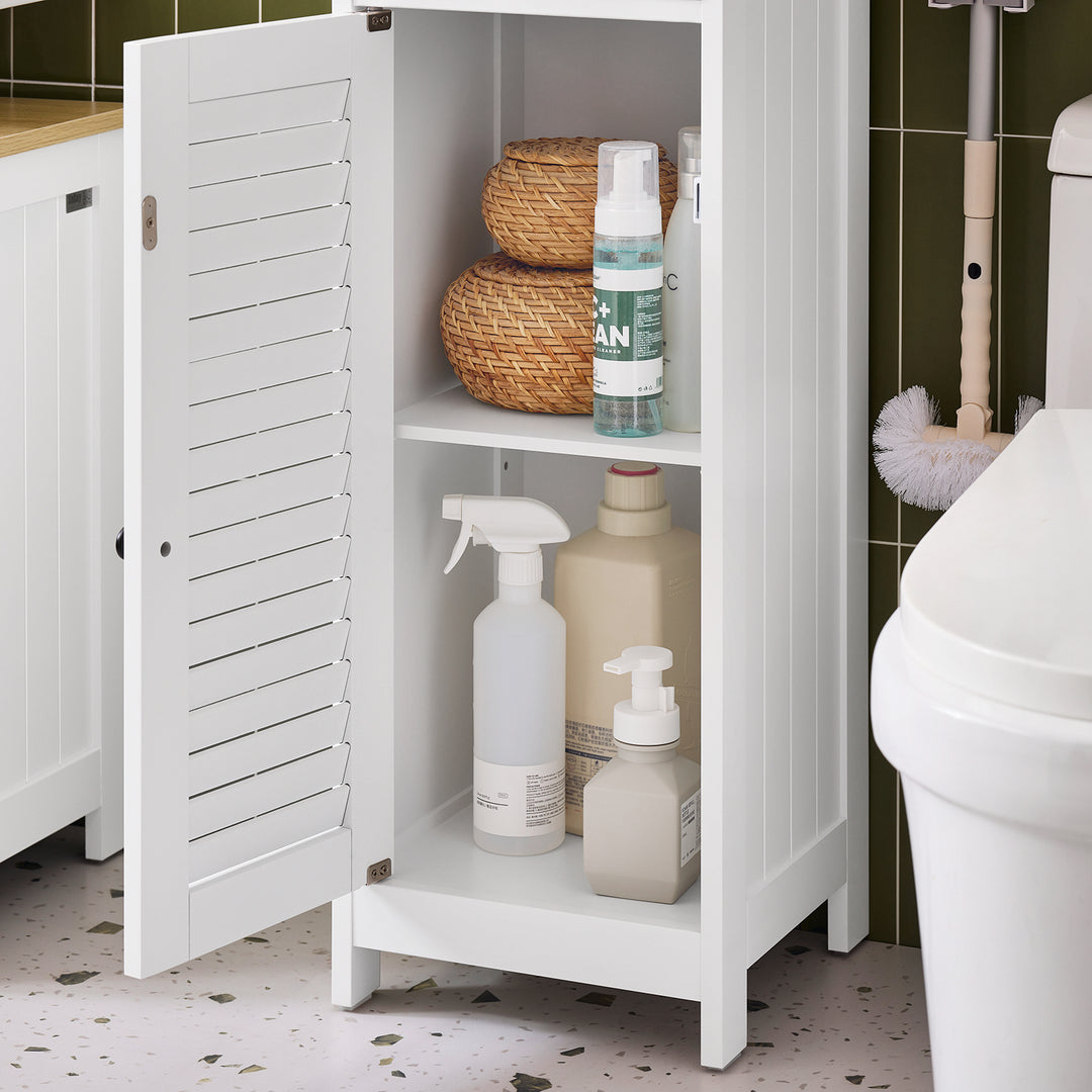 Haotian FRG236-WN, White Floor Standing Bathroom Storage Cabinet Linen Tower Image 3