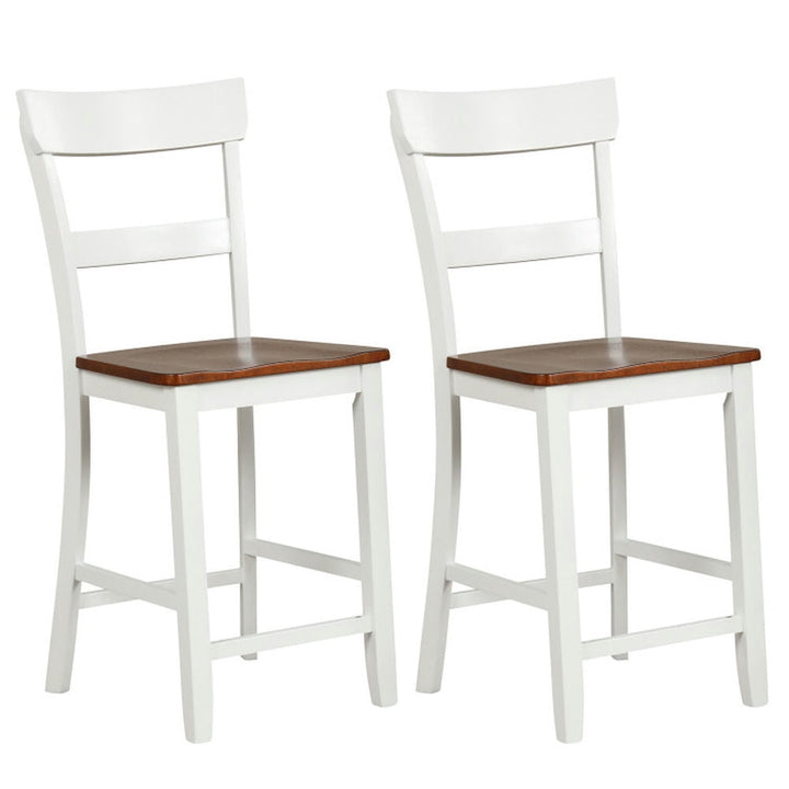 Hommoo Dining Chairs, Kitchen Chairs Trattoria Chairs,Farmhouse Dining Bar Stool Set of 2 with Solid Rubber Wood Image 1