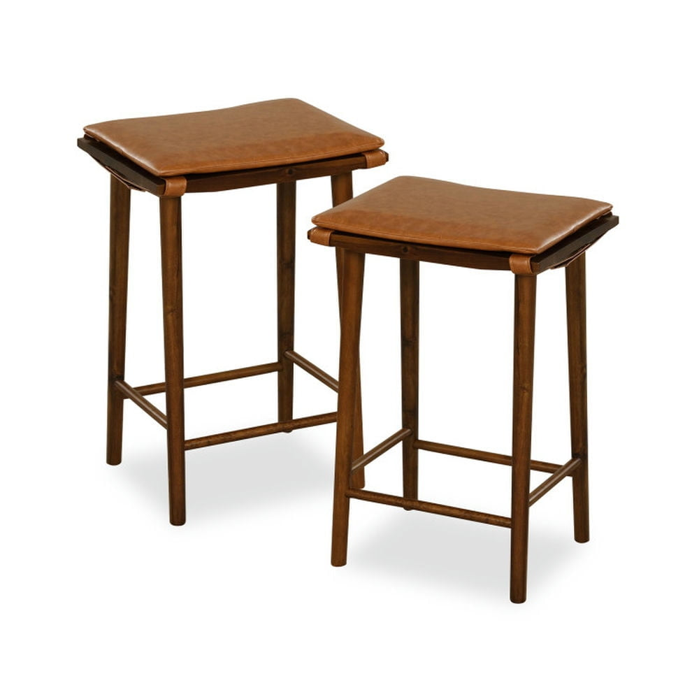 Hommoo Set of 2 25.5 Inch Barstools with Removable Cushion and Footrest Image 2