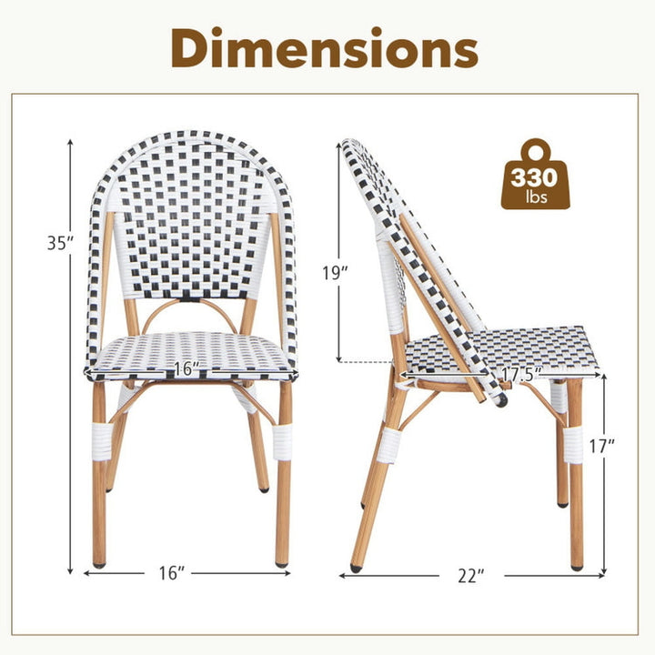 Hommoo Counter Bar Stools, Dining Stool,French Bistro Chair Set of 2 with Galvanized Metal Framex-White Image 2