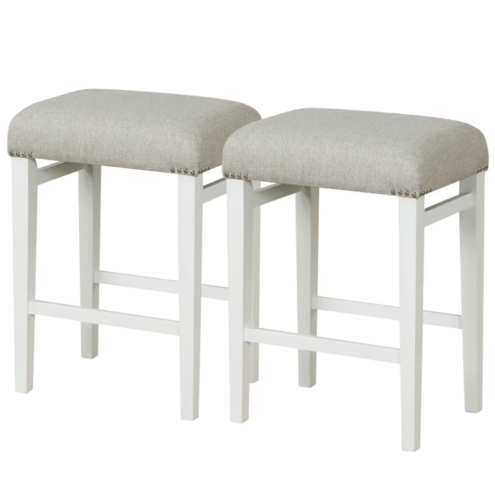 Hommoo 2 Pieces 24.5/29.5 Inch Backless Barstools with Padded Seat Cushions-24.5 inches Image 1