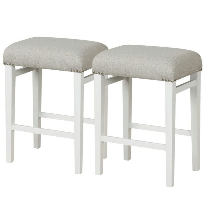 Hommoo 2 Pieces 24.5/29.5 Inch Backless Barstools with Padded Seat Cushions-24.5 inches Image 1