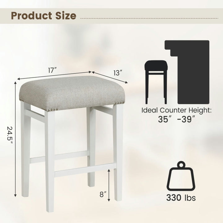 Hommoo 2 Pieces 24.5/29.5 Inch Backless Barstools with Padded Seat Cushions-24.5 inches Image 5