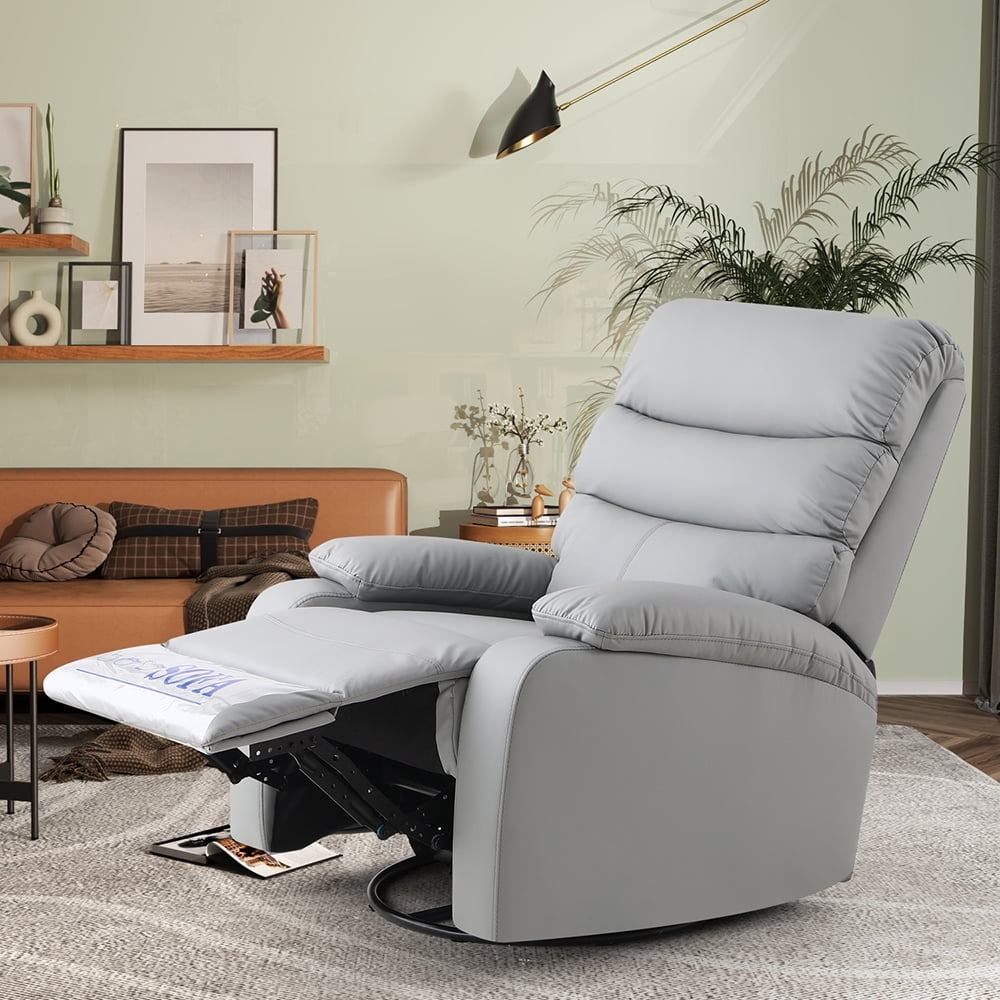 Hommoo Large Manual Recliner Chair for Living Room,Lying flat at 150 degrees,Cat scratch fabric,Light gray Image 1