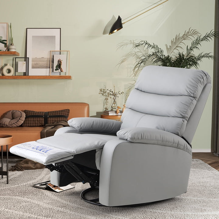 Hommoo Large Manual Recliner Chair for Living Room,Lying flat at 150 degrees,Cat scratch fabric,Light gray Image 1