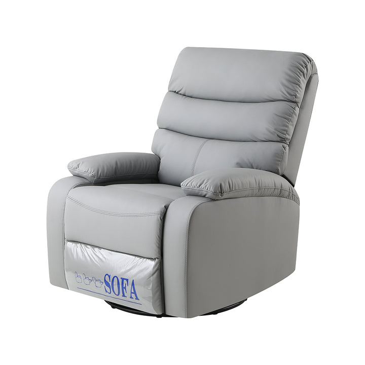 Hommoo Large Manual Recliner Chair for Living Room,Lying flat at 150 degrees,Cat scratch fabric,Light gray Image 3