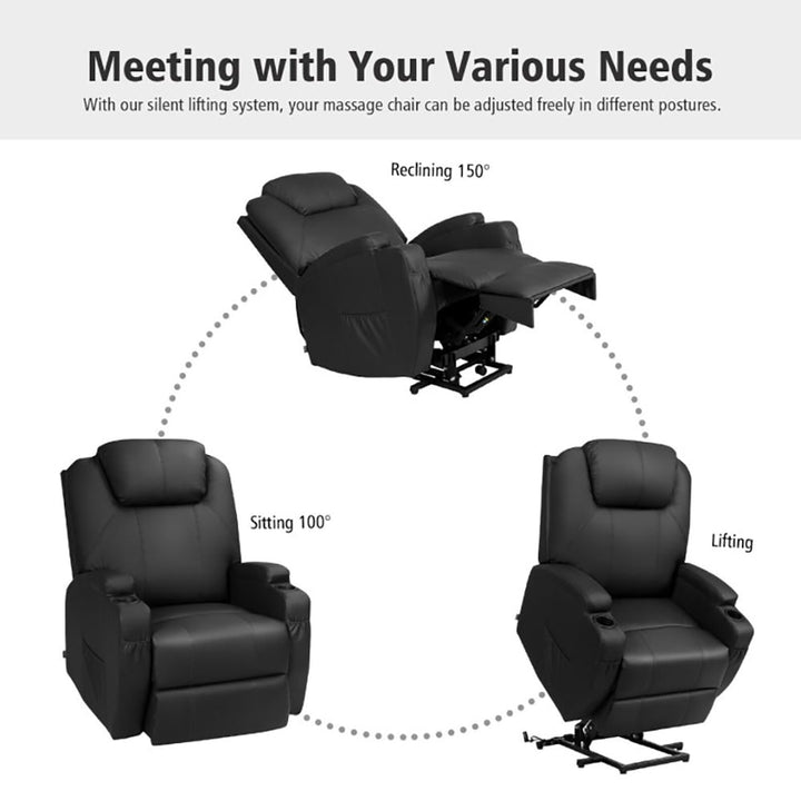 Hommoo Recliner Chair, Reclining Chair,Lounge Chair,Power Lift Recliner Chair with Massage and Heat for Elderly with Image 3