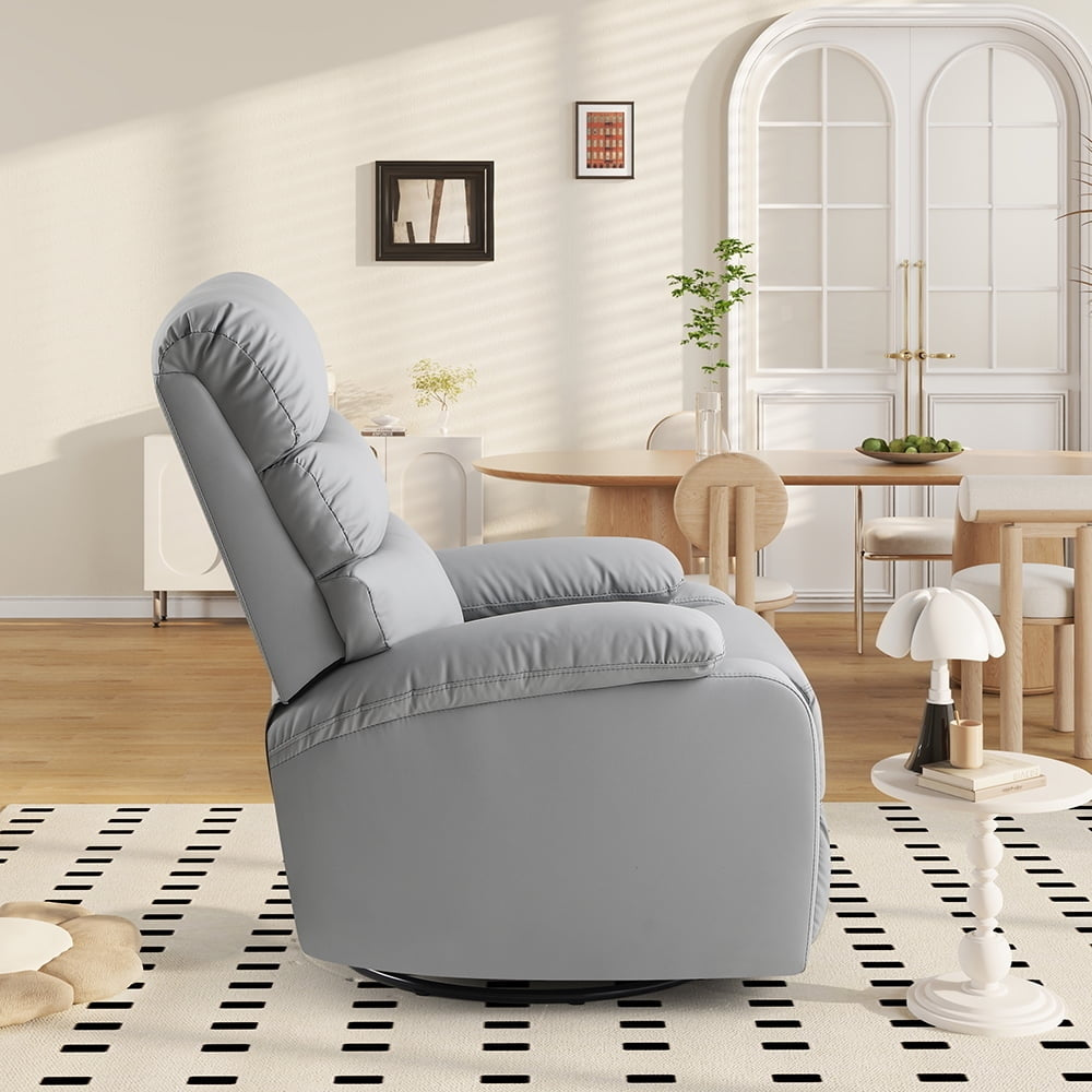 Hommoo Large Manual Recliner Chair for Living Room,Lying flat at 150 degrees,Cat scratch fabric,Light gray Image 5