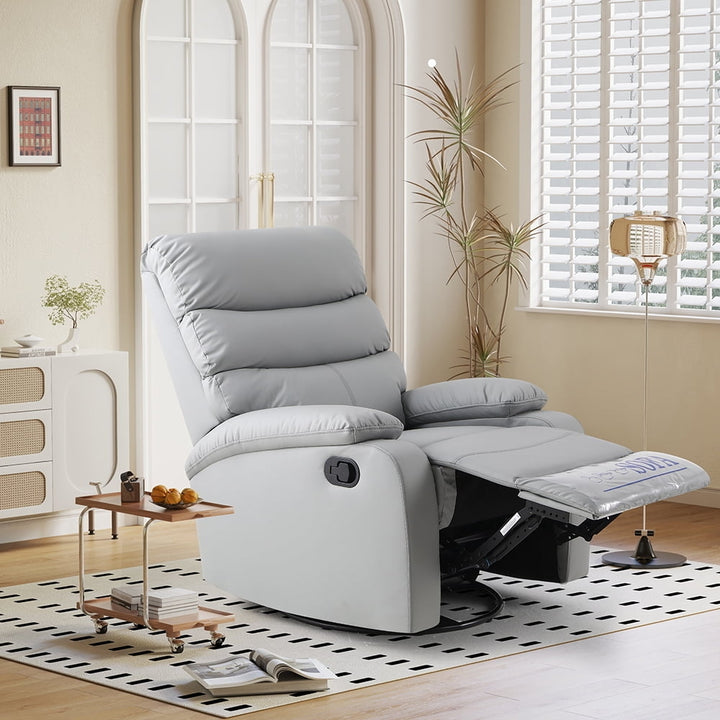 Hommoo Large Manual Recliner Chair for Living Room,Lying flat at 150 degrees,Cat scratch fabric,Light gray Image 6