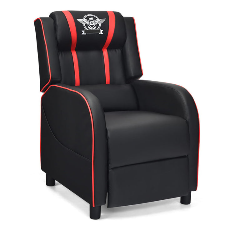 Hommoo Recliner Chair, Reclining Chair,Lounge Chair,Massage Racing Gaming Single Recliner Chair-Red Image 4