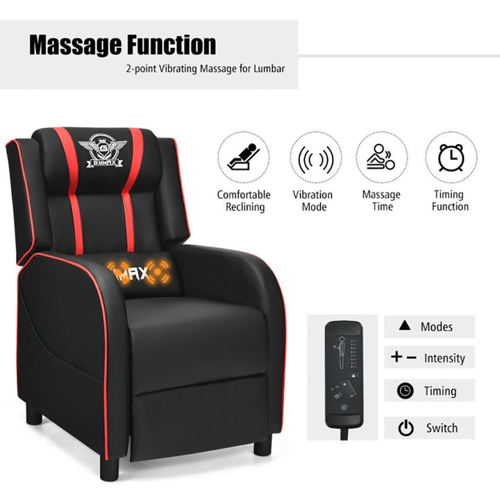 Hommoo Recliner Chair, Reclining Chair,Lounge Chair,Massage Racing Gaming Single Recliner Chair-Red Image 6