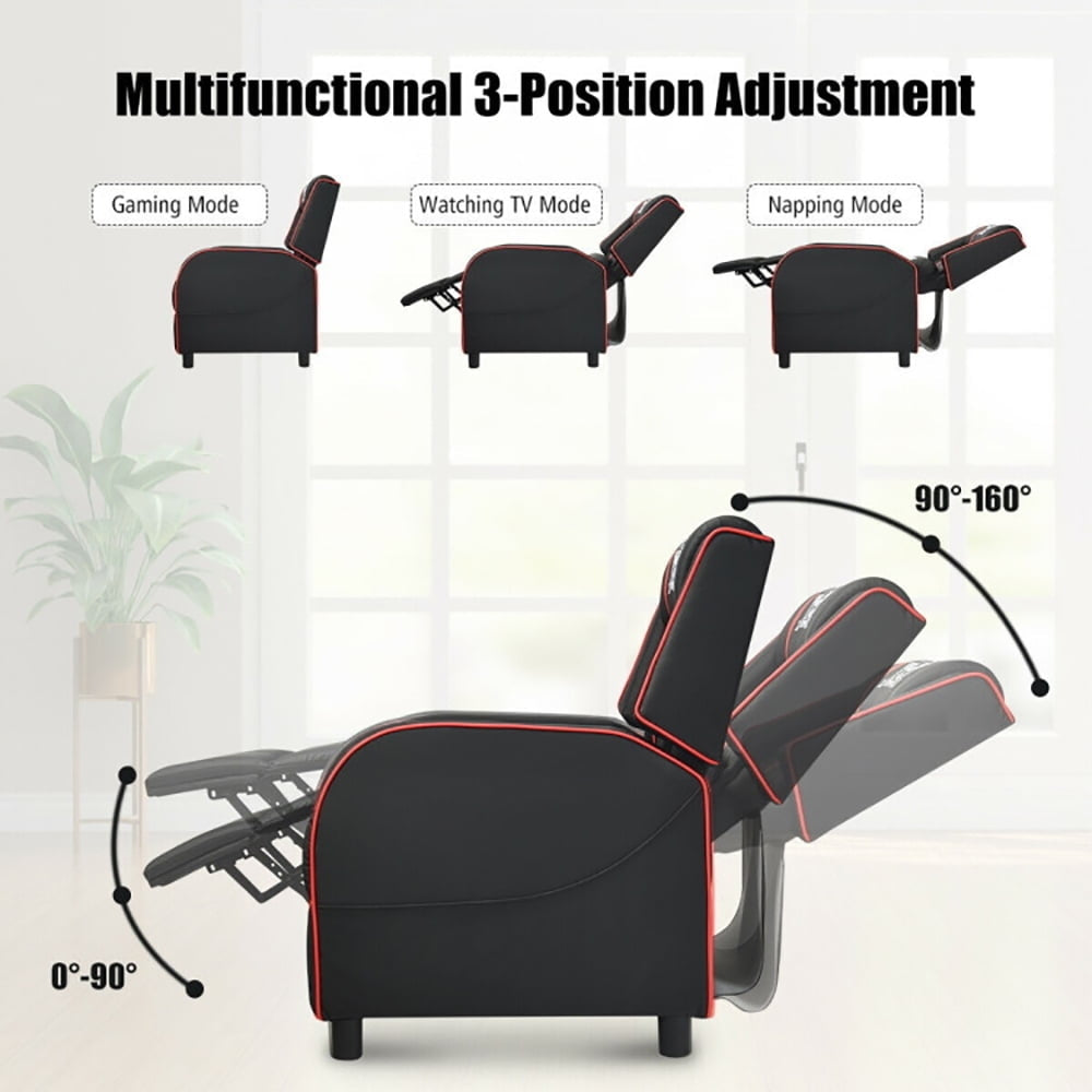 Hommoo Recliner Chair, Reclining Chair,Lounge Chair,Massage Racing Gaming Single Recliner Chair-Red Image 7