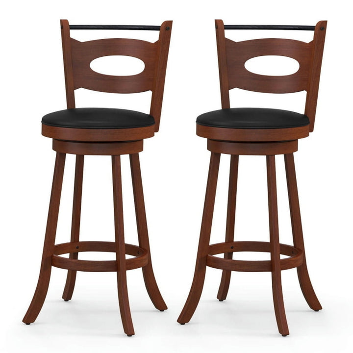 Hommoo 2 Pieces 24/29 inch Swivel Bar Stools with Curved Backrest and Seat Cushions-29 inches, Bar Height Stools, Bar Image 1