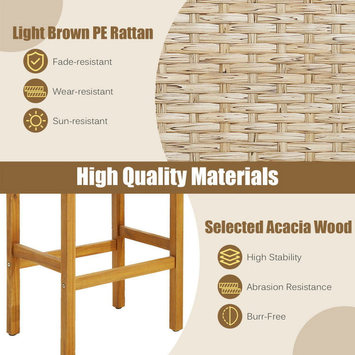 Hommoo Patio Wood Bar Stools Set of 2/4-4 Pieces for Balcany, Poolside Image 3