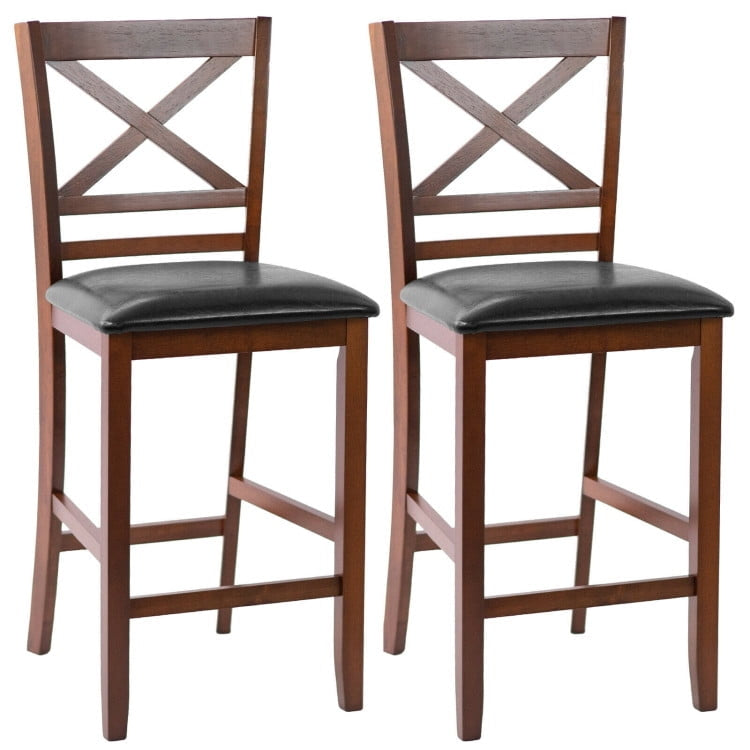 Hommoo Set of 2 Bar Stools 25 Inch Counter Height Chairs with PU Leather Seat, Bar Height Stools, Bar Stools for Kitchen Image 1