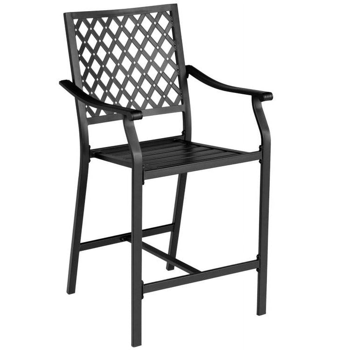 Hommoo 3 Pieces Patio Bar Set with 2 Bar Stools and 1 Square Table, Outdoor Dining Chair for Outside Patio Image 4