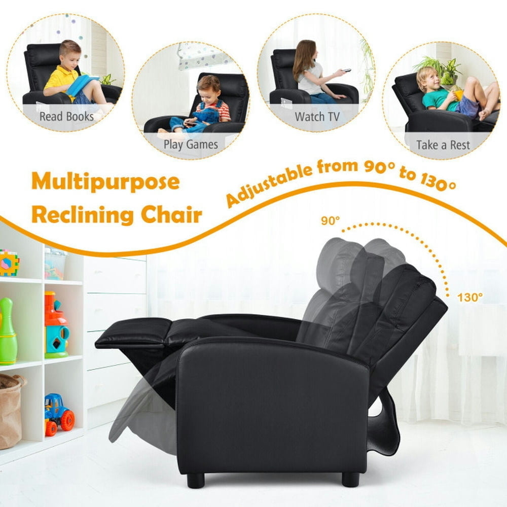 Hommoo Ergonomic PU Leather Kids Recliner Lounge Sofa for 3-12 Age Group-Black, Kids Chairs for Kids Image 3