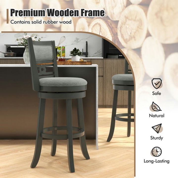 Hommoo Counter Bar Stools, Dining Stool,30.5" Bar Height Bar Chair with Wooden Frame Swivel Seat and Footrest for Pub Image 2