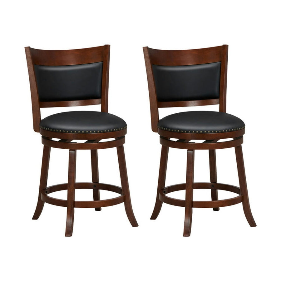 Hommoo Swivel Bar Stools Set of 2 with 20 Inch Wider Cushioned Seat-Brown, Bar Height Stools, Bar Stools for Kitchen Image 1