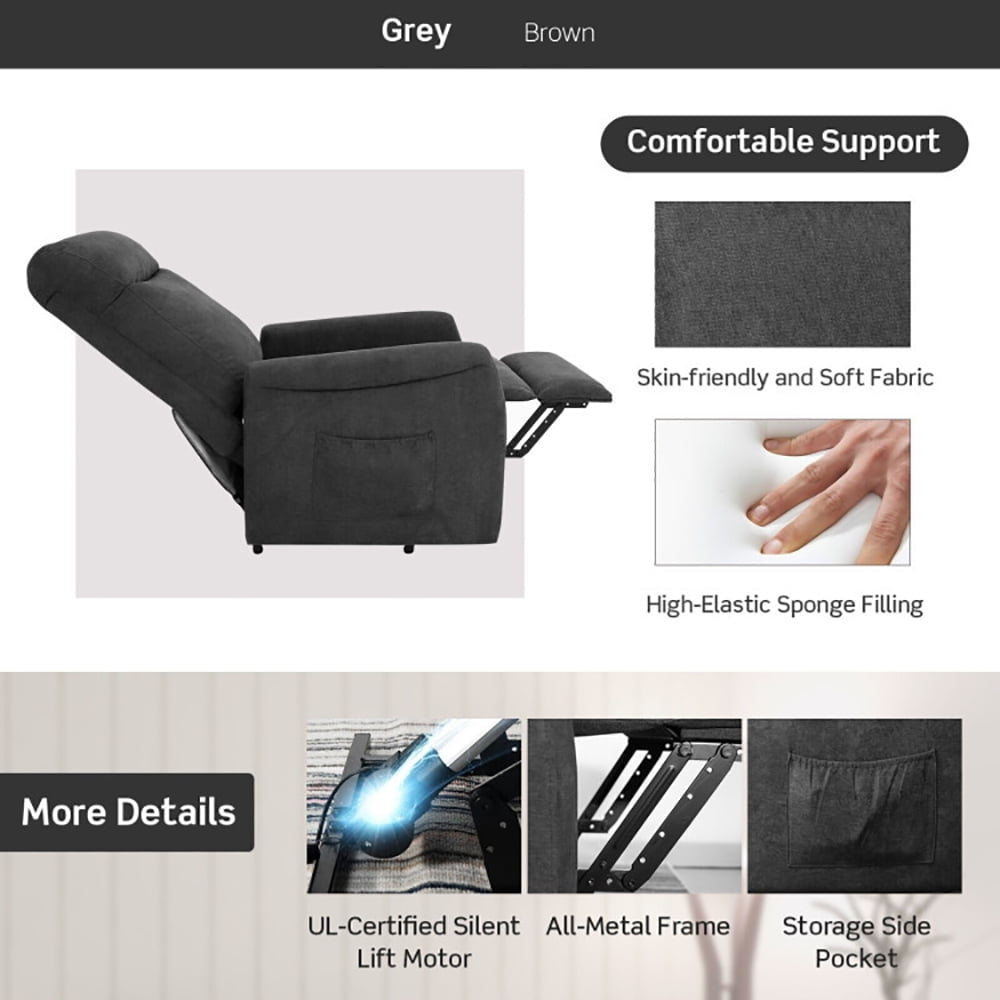 Hommoo Recliner Chair, Reclining Chair,Lounge Chair,Power Lift Recliner Chair with Remote Control for Elderly-Gray Image 5