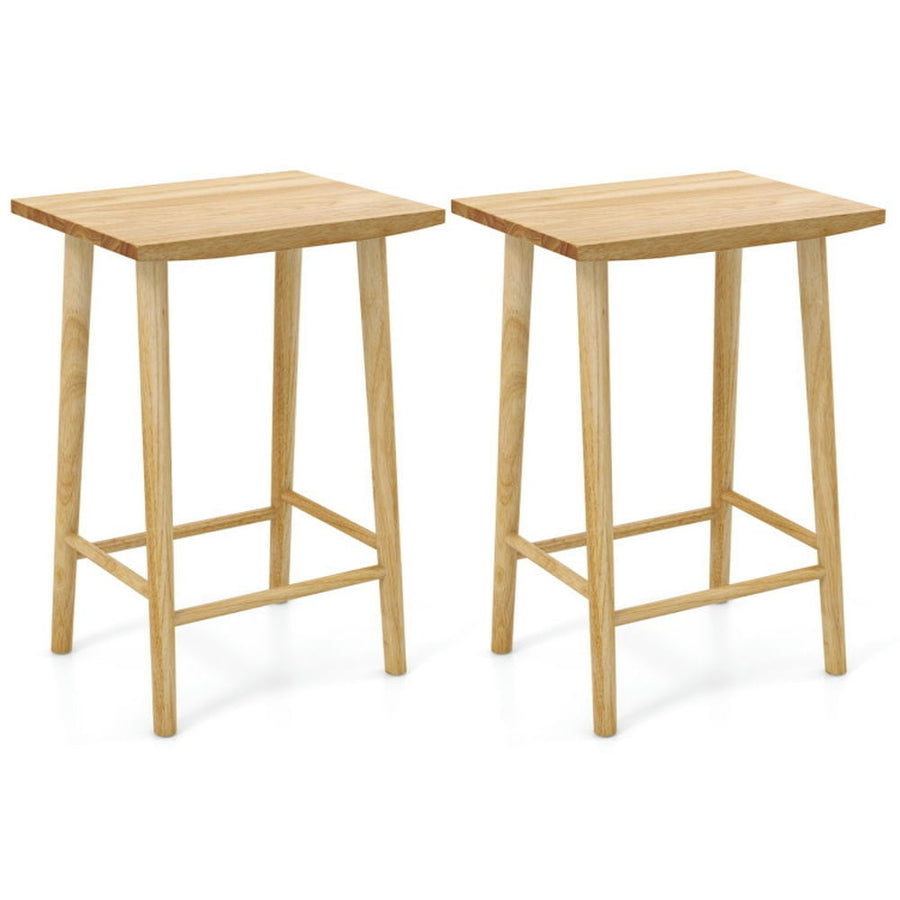 Hommoo Counter Bar Stools, Dining Stool,25.5 Inch Bar Stools Set of 2 with Footrest-Natural Image 1