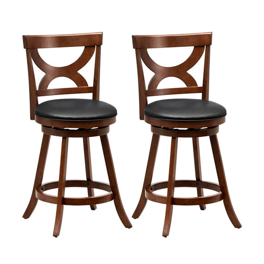 Hommoo 24 Inch Swivel Bar Stools Set of 2 with Soft Cushion and Elegant Hollow Backrest, Bar Height Stools, Bar Stools Image 1