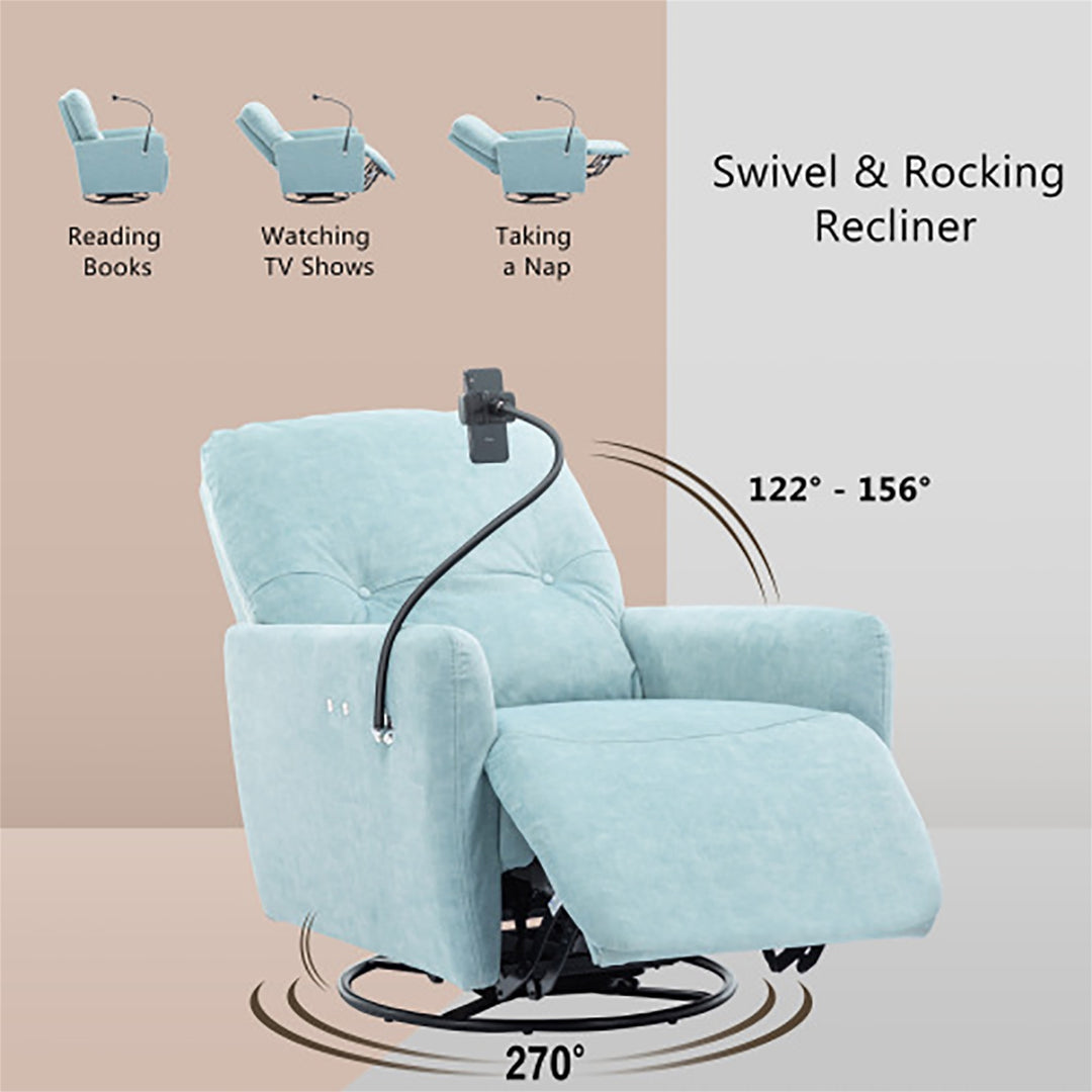 Hommoo 270 Degree Swivel Power Lift Recliner Chair, Recliner Chair Clearance wite a Phone Holder, for Living Room, Blue Image 3