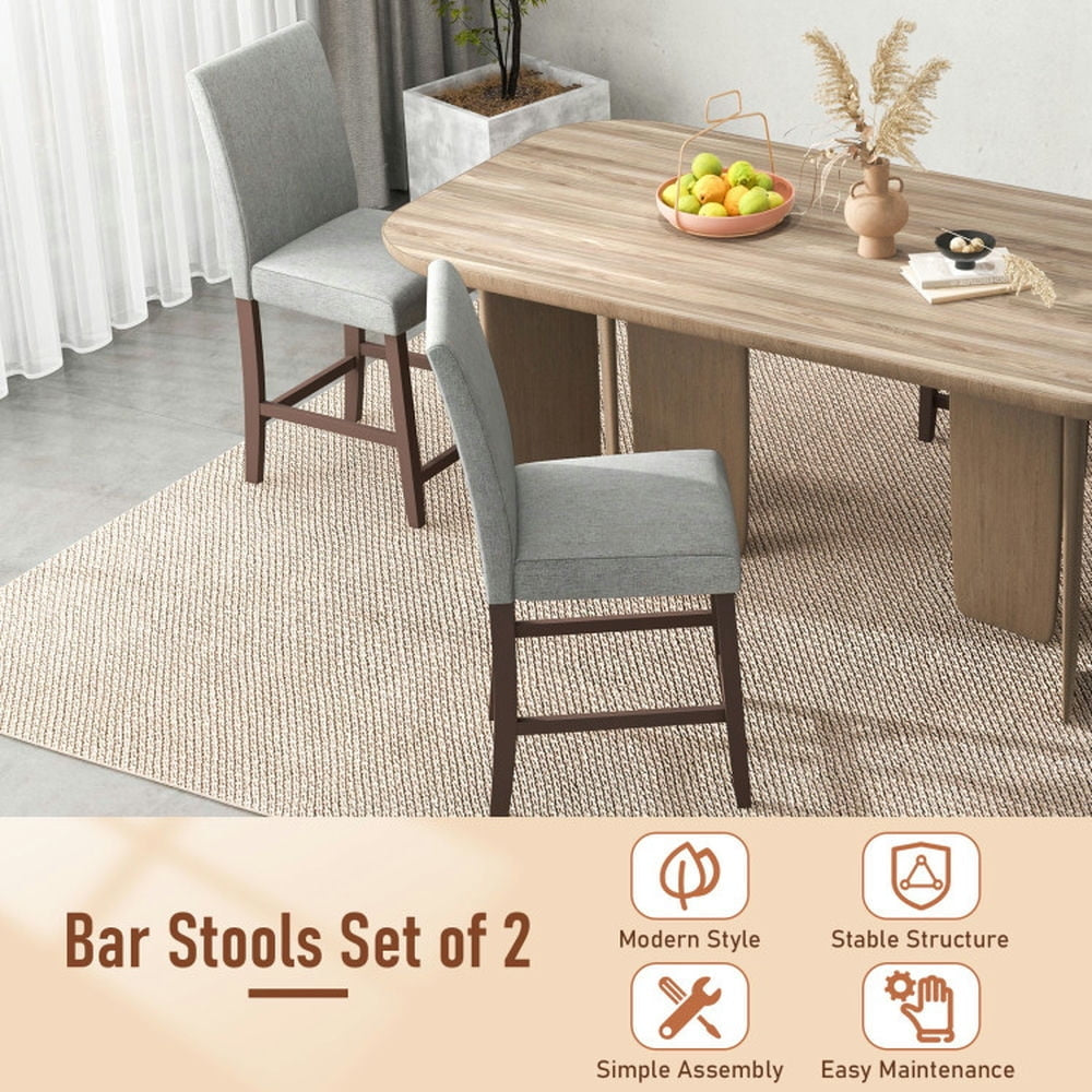 Hommoo Counter Bar Stools, Dining Stool,25 Inch Counter Height Set of 2 Bar Stools-Gray Image 3