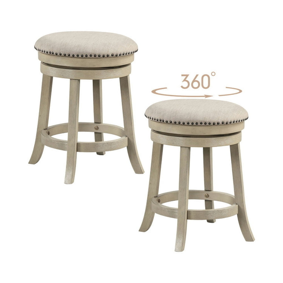 Hommoo Counter Bar Stools, Dining Stool,24/26 Inches Swivel Bar Stools Set of 2 wth Wooden Frame-24 inches Image 1