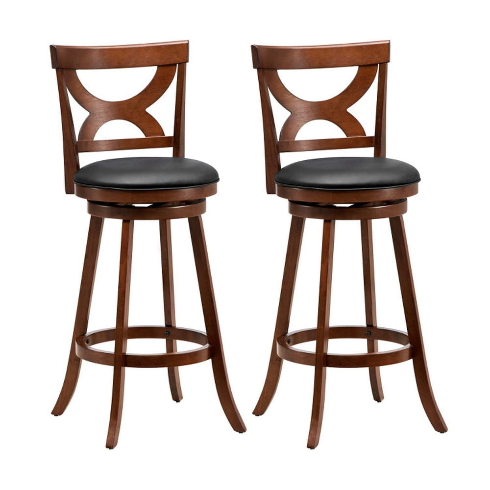 Hommoo Swivel Bar Stools Set of 2 with Soft Cushion and Elegant Hollow Backrest-29 inches, Bar Height Stools, Bar Stools Image 1