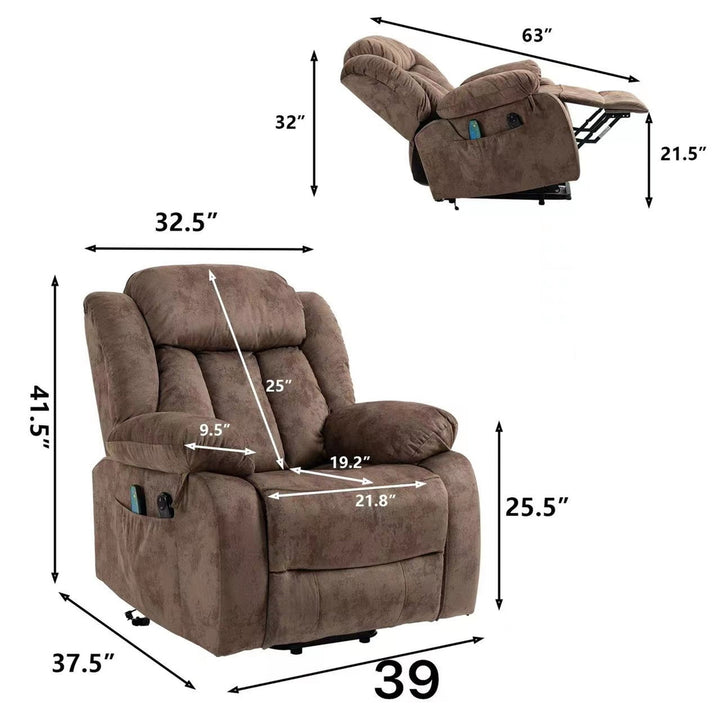 Hommoo Push-Back Recliner, Single Sofa Home Theater Chairs Power Electric Reclining for Elderly with Backrest for Living Image 3