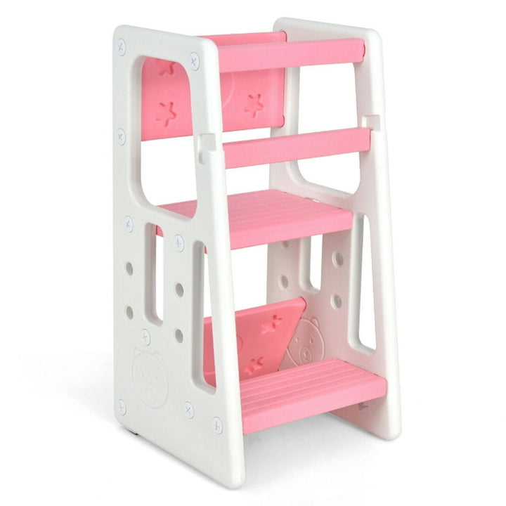 Hommoo Kids Kitchen Step Stool with Double Safety Rails-Pink, Kids Step Stool for The Bedroom, Bathroom, Kitchen Image 6