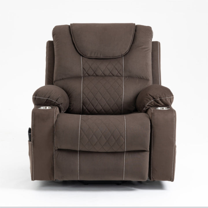 Hommoo Massage Recliner Chair, Fabric Recliner Sofa Home Theater Seating with Lumbar Support for Living Room, Coffee Image 1