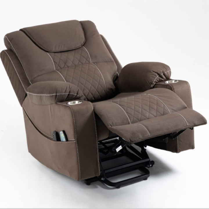 Hommoo Massage Recliner Chair, Fabric Recliner Sofa Home Theater Seating with Lumbar Support for Living Room, Coffee Image 3