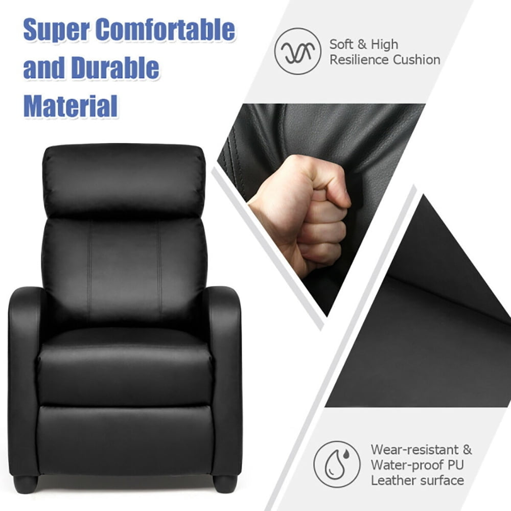 Hommoo Recliner Chair, Reclining Chair,Lounge Chair,Recliner Massage Winback Single Chair with Side Pocket-Black Image 6