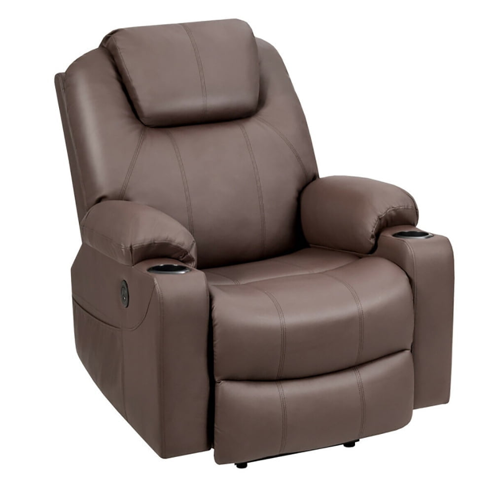 Hommoo Recliner Chair, Reclining Chair,Lounge Chair,Electric Power Lift Leather Massage Sofa-Brown Image 2