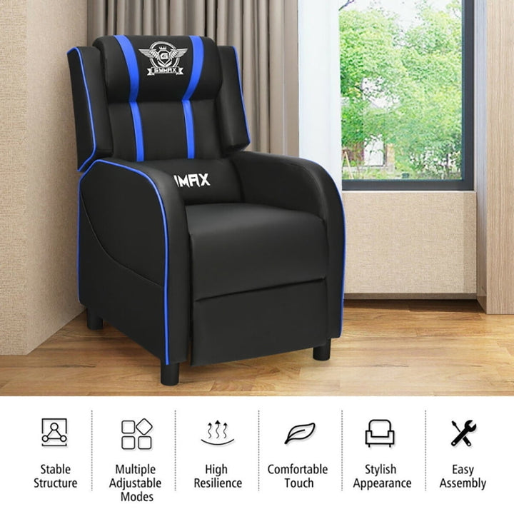 Hommoo Recliner Chair, Reclining Chair,Lounge Chair,Massage Racing Gaming Single Recliner Chair-Blue Image 5